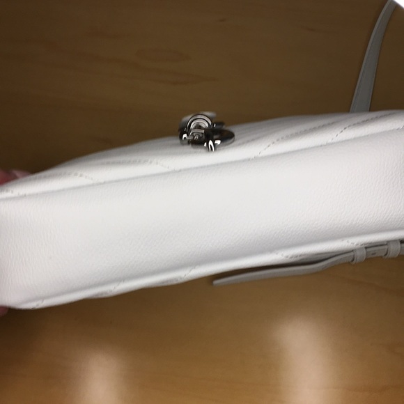 Rebecca Minkoff Edie Quilted Chevron Crossbody Camera Bag Purse Bright White - Picture 9 of 12